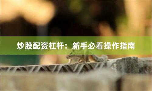 炒股配资杠杆：新手必看操作指南